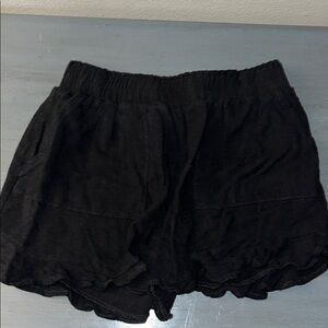 Allie Rose Black Ruffle High Waisted Linen Shorts size Medium EUC